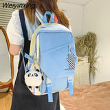 Weiyinxing Colorful Striped Women Backpack Female Waterproof Patchwork School Bag Travel Rucksack Teenage Girls Cute Backpacks Students