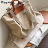 Weiyinxing canvas women handbags designer letters shoulder crossbody bags female large capacity tote leather patchwork shopper bag