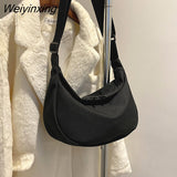 Weiyinxing Women's Fashion Handbags Retro Solid Color Crossbody Bag PU Leather Underarm Hobos Bag Casual Female Tote Canvas Shoulder Bags