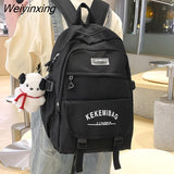 Weiyinxing Large Capacity Student Backpack Lovely Girl Solid Color Simple Style Schoolbag Women’S Waterproof Book Pack Travel Bag