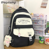 Weiyinxing Letter Printing Waterproof Nylon Women Backpack Female Multiple Pockets Cool Travel Book Bag Teenage Girl Big Schoolbag