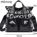 Weiyinxing Fashion Rivet Letter Leather Women Handbag Luxury Brand Women Shoulder Bags Luxury Large Totes Designer Female Messenger bag