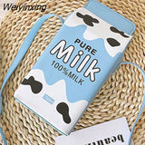 Weiyinxing Women Crossbody Bag PU Leather Pack Chic Cartoon Milk Box Shape Adjustable Shoulder Strap Magnetic Buckle Waterproof Handbag