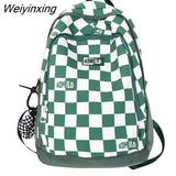 Weiyinxing Women Plaid Backpack Fashion Lady Laptop School Bag New Girl Boy Backpack Trendy Female Men Travel Book Lattice Student Bag
