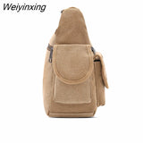 Weiyinxing Men's Canvas Shoulder Bags Large Capacity Multi Layer Men Messenger Bag Student Single Travel Shoulder Bag Male Satchel Knapsack