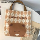 Weiyinxing Women Portable Bento Bag Cute Bag Commute And Carry Lunch Box Bag Tote Bag Handbag Cute Girl Cute Bear Printing Bag Portable Bag