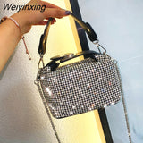 Weiyinxing and handbags luxury designer brand bags for women silver clutch purse evening banquet bag crysta rhinestone shoulder bag