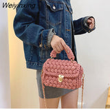 Weiyinxing Rope Woven Women Handbags Designer Knitting Chains Shoulder Crossbody Bag Casual Lady Hand Bags Small Flap Purses 2023