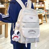 Weiyinxing Large Capacity Student Backpack Lovely Girl Solid Color Simple Style Schoolbag Women’S Waterproof Book Pack Travel Bag