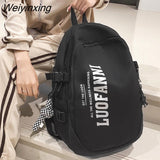 Weiyinxing Fashion Letter Printing Waterproof Nylon Women Backpack Female Large Capacity Cool Travel Bag Teenage Girls Preppy Schoolbag