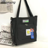 Weiyinxing Men Messenger Bag Fashion Women Handbag Shoulder Bag Large Capacity Canvas Bag Cartoon Student School Bags Tote Tool Pouck