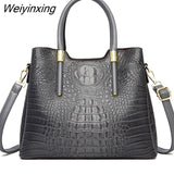Weiyinxing Crocodile pattern Leather Shoulder Crossbody Bags for Women 2023 3 Layer Large Capacity Ladies Handbag Luxury Totes Sac
