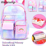 Weiyinxing 1-6 Grade Orthopedic Primary School Backpack For Girls Boys Cartoon School Bag Kids Waterproof Satchel Knapsack Mochila