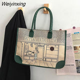 Weiyinxing Bags Women's High Capacity Tote Bag Single Shoulder Bag Underarm Bag Square Handbag Women Beach Bag Splicing Design