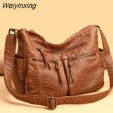 Weiyinxing Solid Color Soft Leather Shoulder Bags for Women Designer Large Capacity Handbags Women Bags Fashion Female Crossbody Sac