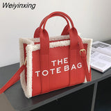 Weiyinxing Bag for Women Winter Designer Lamb Wool PU Fashion Letters Handbags Women's Luxury Shoulder Crossbody Bags Handbag Totes