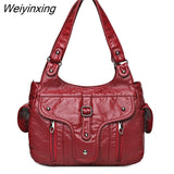 Weiyinxing New Women Leather Luxury Handbags Soft Large Capacity Casual Tote Bags High Quality Female Leather Shoulder Bags Female Sac