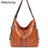 Weiyinxing Women Leather Luxury Handbags Soft Large Capacity Casual Tote Bags High Quality Female Leather Shoulder Bags Female Sac