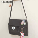 Weiyinxing Canvas Messenger Bag Women Large Capacity Crossbody Bags Outdoor School Student Book Computer Laptop Shoulder Bag