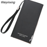 Weiyinxing Leather Fashion Women's Wallet Solid Color Zipper Long Wallet Simple Personality Women's Handbags Coin Purse Mobile Phone Bag