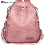 Weiyinxing Leather Famale Bag New Cowhide High Quality Travel Girls Backpack Korean Women Female Rucksack Leisure Student School Bag