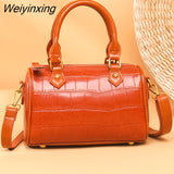 Weiyinxing Pattern Genuine Leather Handbag Women's Bag Vintage Cow Leather Small Women Shoulder Messenger Bags Luxury Female Tote Sac