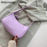 Weiyinxing New Women's Fashion Handbags Retro Solid Color PU Leather Shoulder Underarm Bag Casual Women Handbags