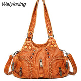 Weiyinxing Multi Pocket Luxury Soft sheepskin Shoulder Bags for Women Large Capacity Shopping Crossbody Hobo Bags European Tote Handbag