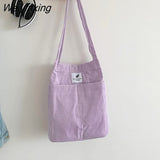 Weiyinxing New Corduroy Shoulder Bag for Women Cotton Cloth Female Student Messenger Bag Large Eco Shopping Tote Bags Canvas Handbags
