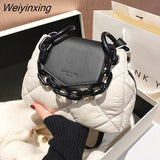 Weiyinxing Bag 2023 PU Leather Quilted Padded Women's Designer Handbag Luxury Brand Chain Shoulder Crossbody Bags Bolsos Bandolera