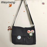 Weiyinxing Canvas Messenger Bag Women Large Capacity Crossbody Bags Outdoor School Student Book Computer Laptop Shoulder Bag