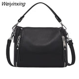Weiyinxing Genuine Leather Messenger Bags For Women High Capacity Handbags Travel Luxury Cowhide Crossbody Bag Female Shoulder Bag