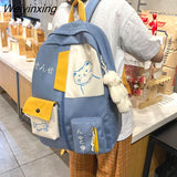 Weiyinxing Women Backpack New Kawaii Patchwork Female Large Capacity Waterproof Nylon Shoulder School Bag Preppy Mochila Bolsa