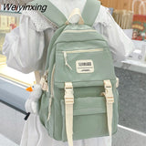 Weiyinxing New Solid Color Waterproof Nylon Women Backpack Female Classic Insert Buckle Travel Bag Teenage Girls Portable Schoolbag
