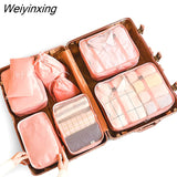 Weiyinxing Set Packing Cubes Organizer Bags For Travel Storage Makeup Luggage Drawstring Bag Bathroom Organizer Clothes Storage