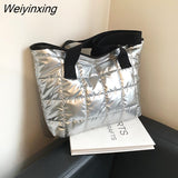 Weiyinxing Winter Space Shoulder Bag Nylon Cotton Casual Tote Bags For Women Large Capacity Commuter Handbag Female Top-handle Bag