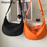 Weiyinxing Women's Fashion Handbags Retro Solid Color Crossbody Bag PU Leather Underarm Hobos Bag Casual Female Tote Canvas Shoulder Bags
