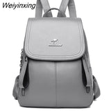Weiyinxing Women Backpack Large Capacity School Bags for Teenagers Girls Leather School Backpack Lady Shoulder Bag Sac A Dos