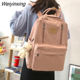 Weiyinxing Bag Multifunction Double Zipper Women Backpack Teenager Girl Laptop Backpack Student Shoulder Bag Korean Style Schoolbag
