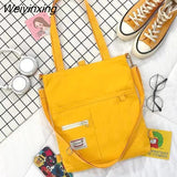 Weiyinxing Women Canvas Handbags Shoulder Bag Ladies Shopping Bags Cartoon Fabric Grocery Crossbody Messenger Tote Books Bags for Girls
