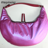 Weiyinxing Half Moon Sapce Padded Women Shoulder Bags Designer Down Cotton Lady Handbags High Quailty Large Tote Winter Purses 2023