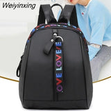 Weiyinxing All-match Oxford Cloth Backpack Color Webbing Solid Color Double Back School Bag Ladies Backpack