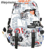 Weiyinxing Girl Male School Bag Female Graffiti Print Men Backpack Women Book Boy Bag Nylon Ladies Fashion Laptop Backpack Student