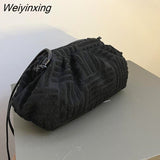 Weiyinxing Women Fashion Towel Embossed Clutch Bag Handbag Clutch Bag Large Capacity Striped Versatile One-Shoulder Messenger Bag
