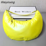 Weiyinxing Half Moon Sapce Padded Women Shoulder Bags Designer Down Cotton Lady Handbags High Quailty Large Tote Winter Purses 2023