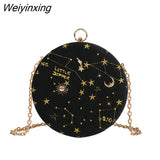 Weiyinxing Round Starry Sky Suede Women Shoulder Bag Designer Chain Female Crossbody Messenger Bags Ladies Small Circle Purses 2023
