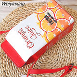 Weiyinxing Women Crossbody Bag PU Leather Pack Chic Cartoon Milk Box Shape Adjustable Shoulder Strap Magnetic Buckle Waterproof Handbag