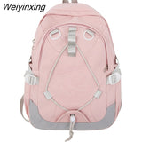 Weiyinxing Girl Leisure White Embroidery Nylon Kawaii School Bag Women College Backpack Lady Cute Laptop Fashion Female Travel Book Bag