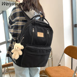 Weiyinxing Bag Multifunction Double Zipper Women Backpack Teenager Girl Laptop Backpack Student Shoulder Bag Korean Style Schoolbag