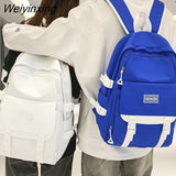 Weiyinxing Large Capacity Student Backpack High Quality Boy Girl Casual Schoolbag Nylon Waterproof Book Pack Travel Bag Solid Color